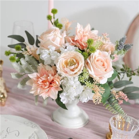 Artificial Flowers Combo Box Set Pink Fake Flower Leaf with Stems DIY Wedding - Picture 3 of 7